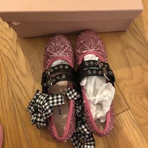 Miu Miu Ballet bling bling shoes